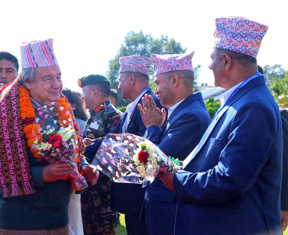 राष्ट्रसंघका महासचिव गुटेरेसको पोखरामा भव्य स्वागत